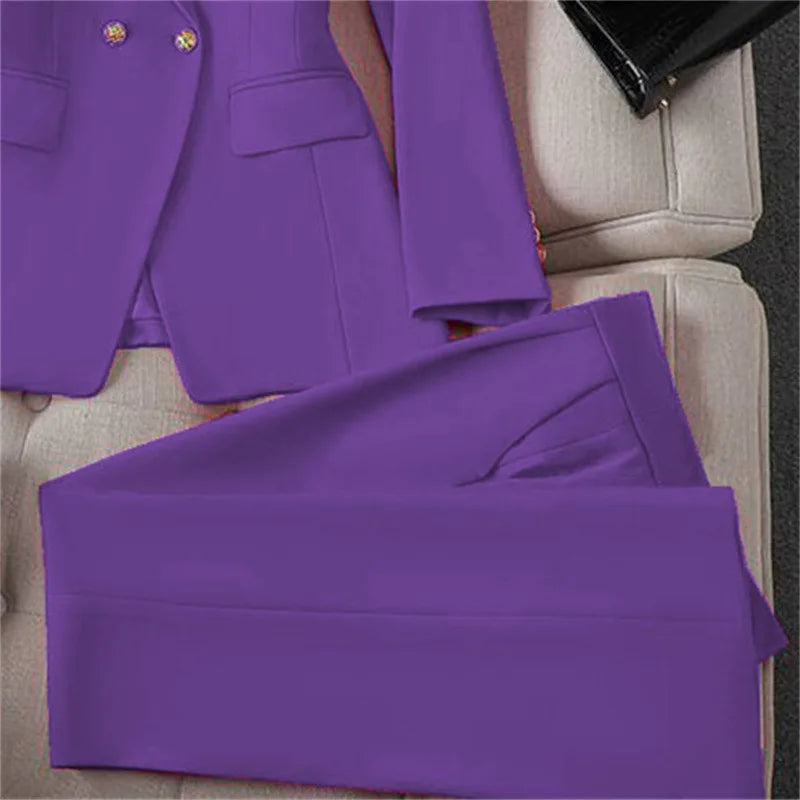 Conjuntos de blazer de manga larga casual y pantalón para mujer, trajes de moda de 2 piezas para mujer, abrigos y chaquetas para oficina