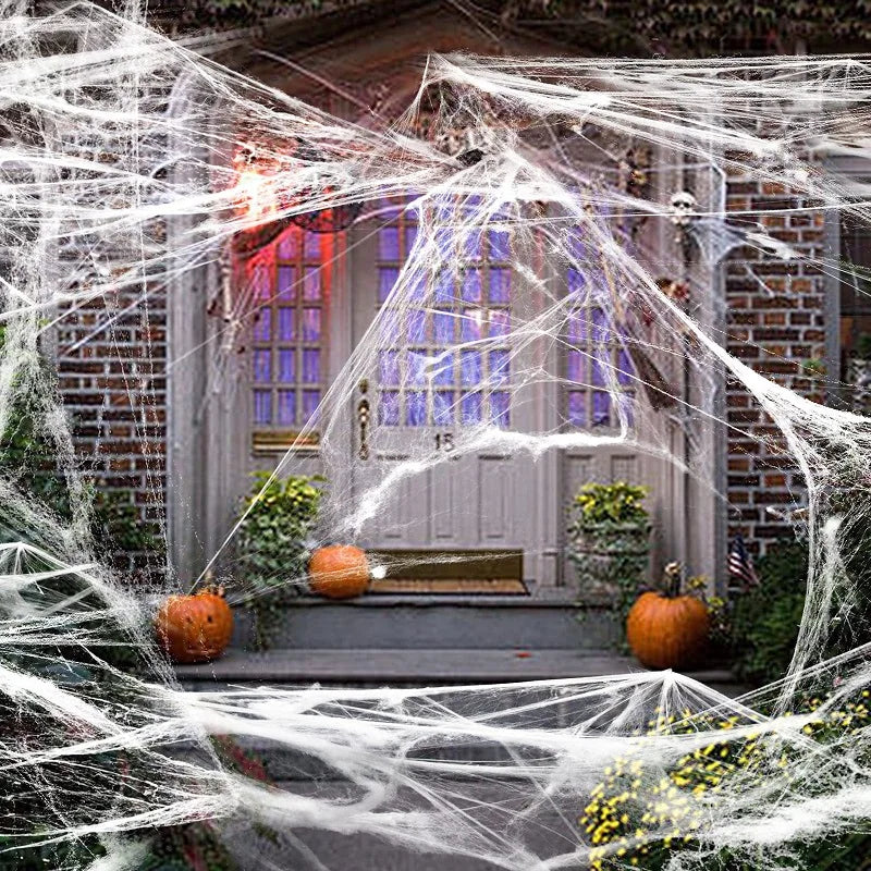Décoration d'Halloween, accessoires de fête, décorations pour événements, toile d'araignée noire, accessoires d'extérieur, maison hantée, araignée