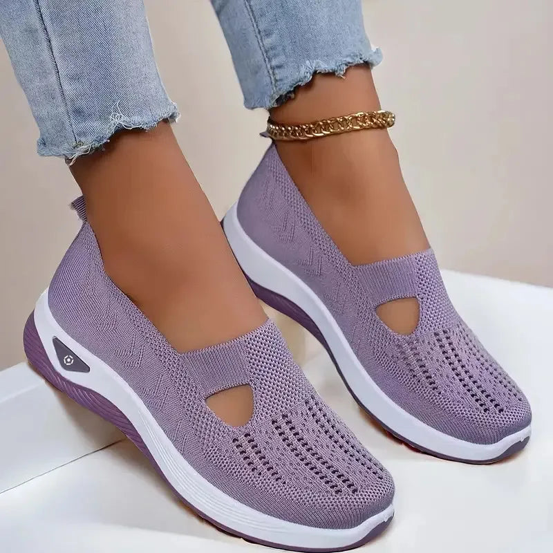 Zapatos de verano para mujer, de lona transpirable de malla, planos ligeros para caminar, zapatillas nuevas para mujer, zapatos vulcanizados, mocasines sin cordones