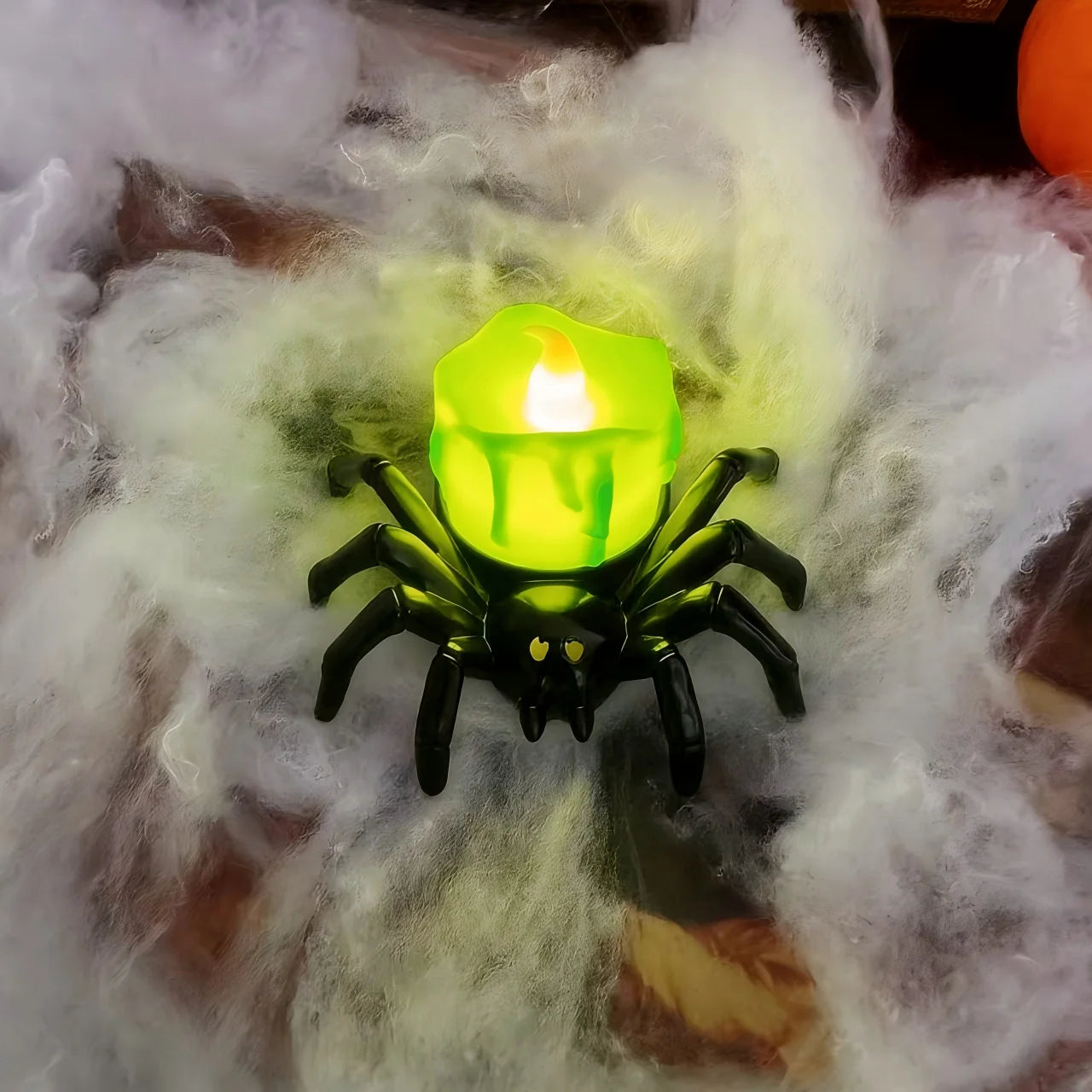 Decoración de Halloween de araña, luz LED de vela espeluznante, sin llama, parpadeo seguro, decoración de fiesta, ambiente festivo, vacaciones