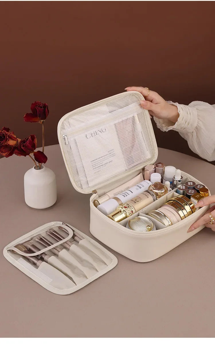 Nuevo neceser de cosméticos para mujer, bolso portátil, bolsa de almacenamiento de gran capacidad, neceser de lujo, organizador de viaje, esenciales, neceser de aseo
