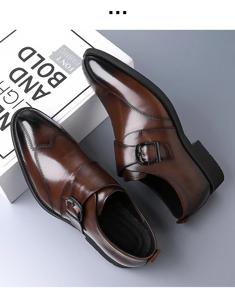 Zapatos de vestir de negocios para hombre con cierre, zapatos de cuero formales para hombre, calzado Oxford, mocasines Oxford de cuero de alta calidad para hombre