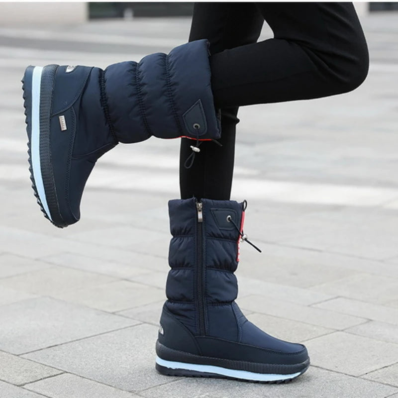Botas de nieve para mujer, botas de invierno con plataforma, impermeables, antideslizantes, de felpa y piel, de media caña, botas de moda cálidas para mujer, Botas Mujer