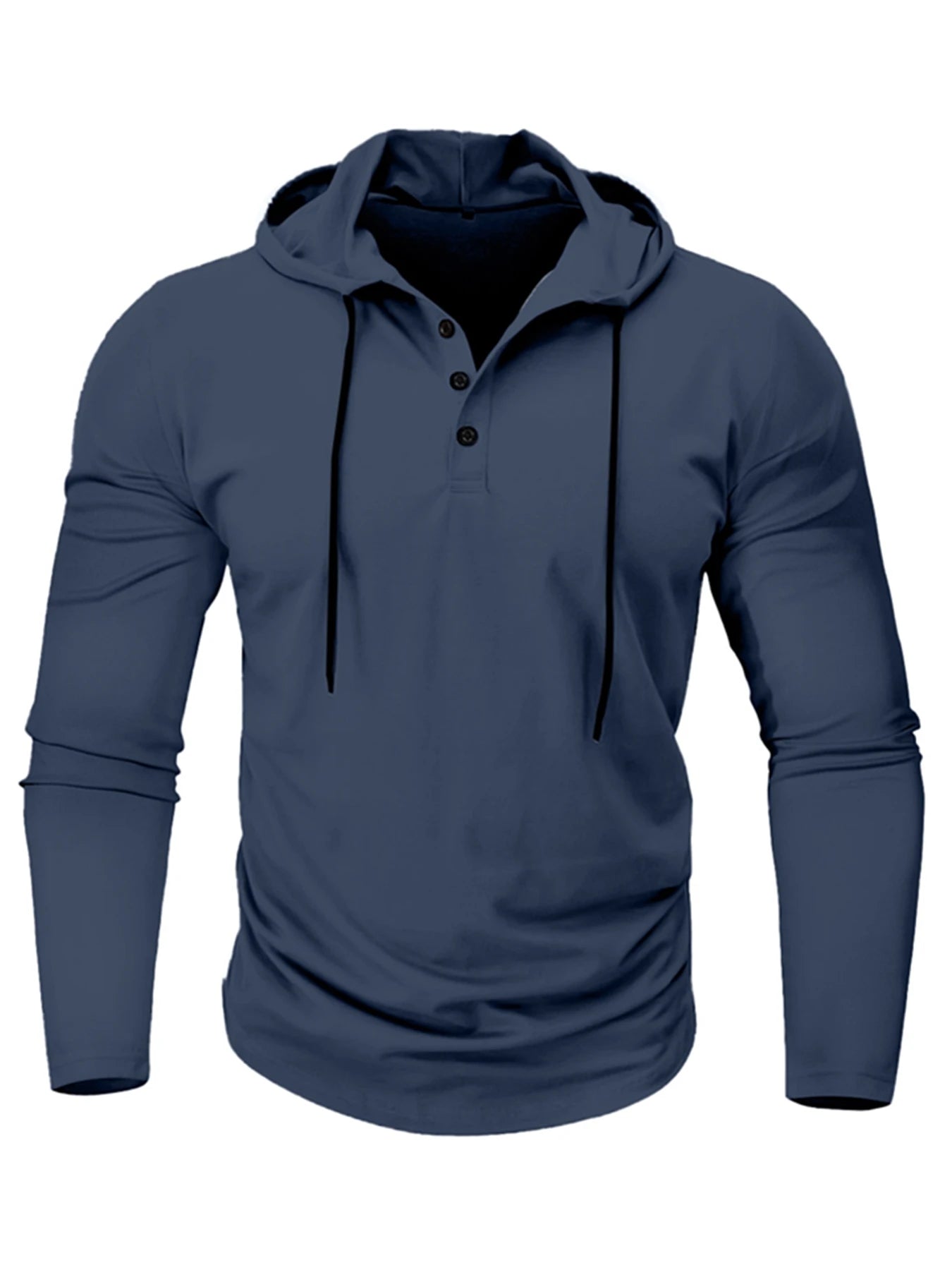 Sudadera con capucha deportiva para hombre, ajustada, de manga larga, con cordón, transpirable, informal