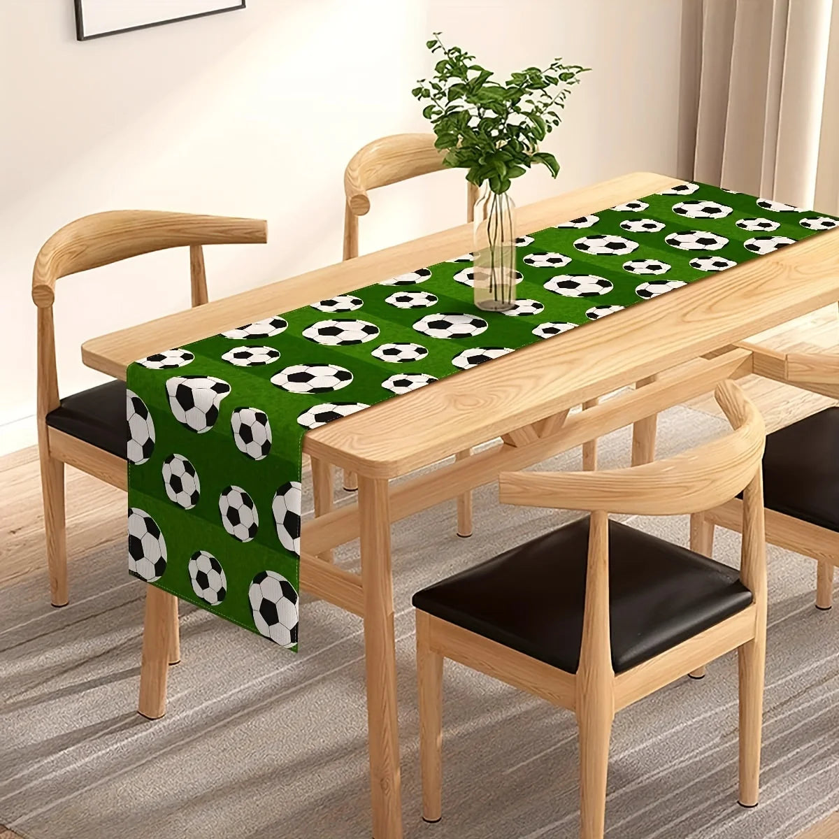 Table Runner, Rectangle Polyester Table Runner, Sport Theme Soccer Table Runner Party Kitch-tablerunnersen Dining Table Decor Home Decoration