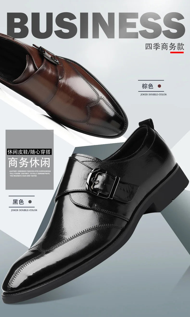 Zapatos de vestir de negocios para hombre con cierre, zapatos de cuero formales para hombre, calzado Oxford, mocasines Oxford de cuero de alta calidad para hombre