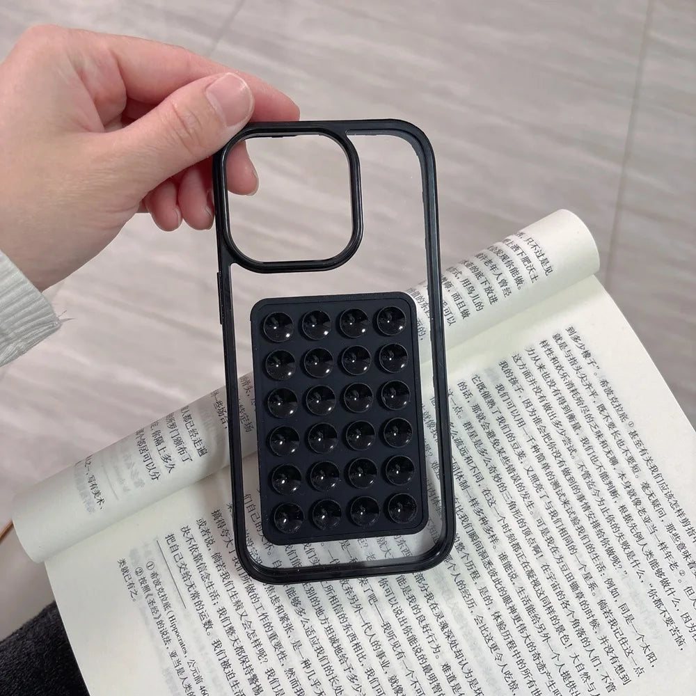 Coque de téléphone 3D avec ventouse et airbag pour iPhone 16, 15, 14, 13, 12, 11 Pro Max, XR, X, XS, 7, 8 Plus, transparente, antichoc