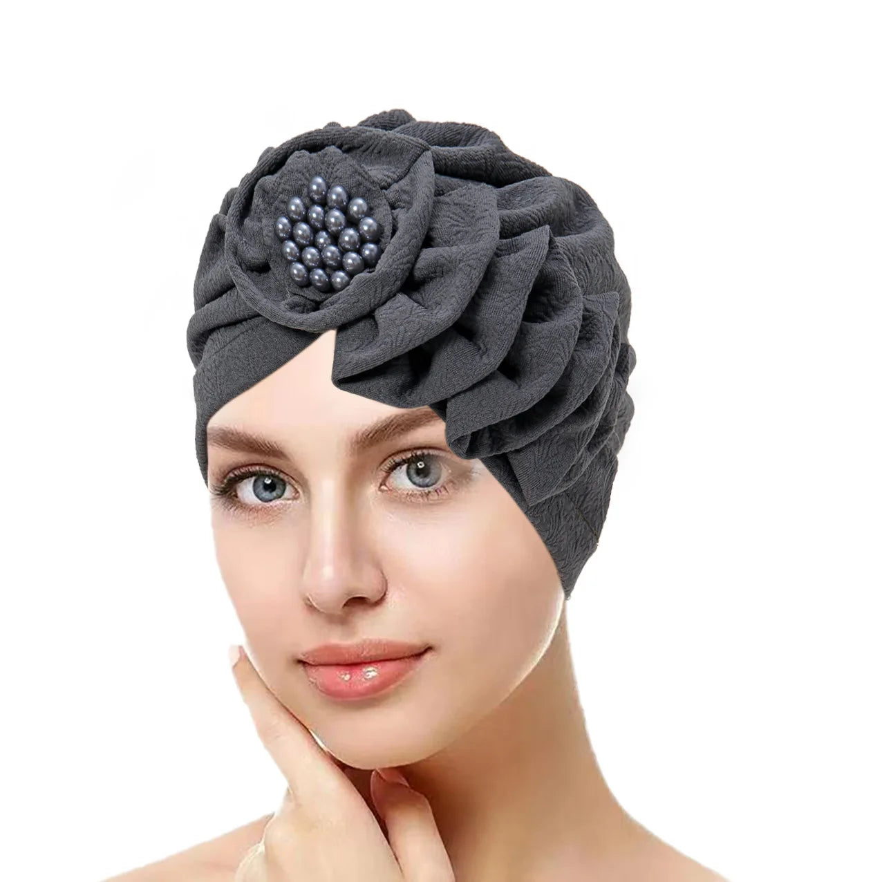 Beaded Flower Hijab Cap – Elegant, Modest & Effortlessly Chic