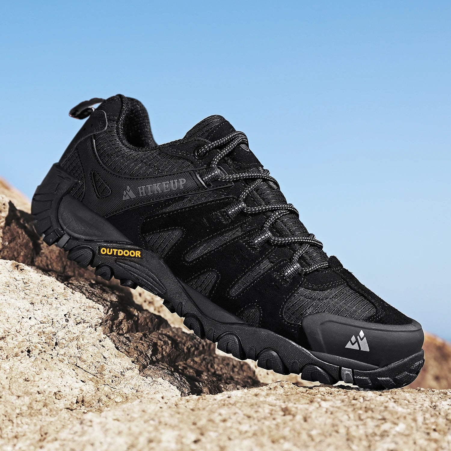 HIKEUP Zapatillas de senderismo para hombre de cuero de ante, calzado de exterior resistente al desgaste, zapatillas tácticas de trekking, senderismo y caza para hombre