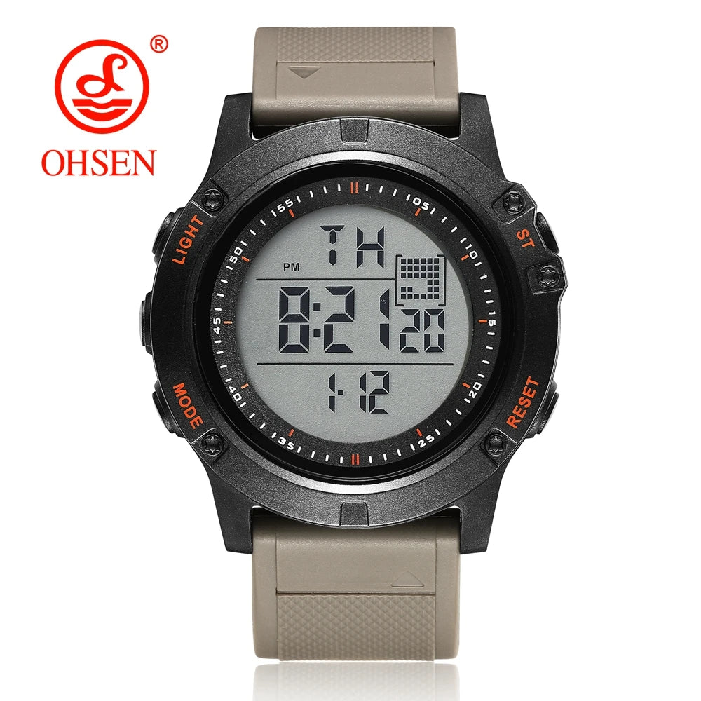 Relojes de hombre Reloj digital impermeable deportivo para hombre Esfera LED grande Moda Caqui Reloj de pulsera militar Reloj Masculino