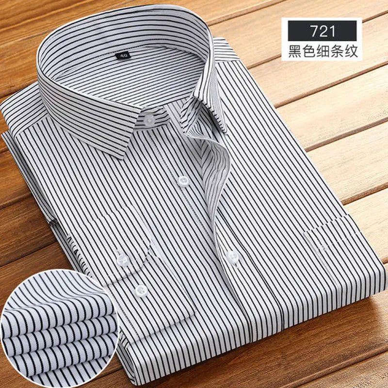Camisa de manga larga para hombre primavera verano negocios casual algodón sin planchado alta calidad transpirable moda rayas nuevo