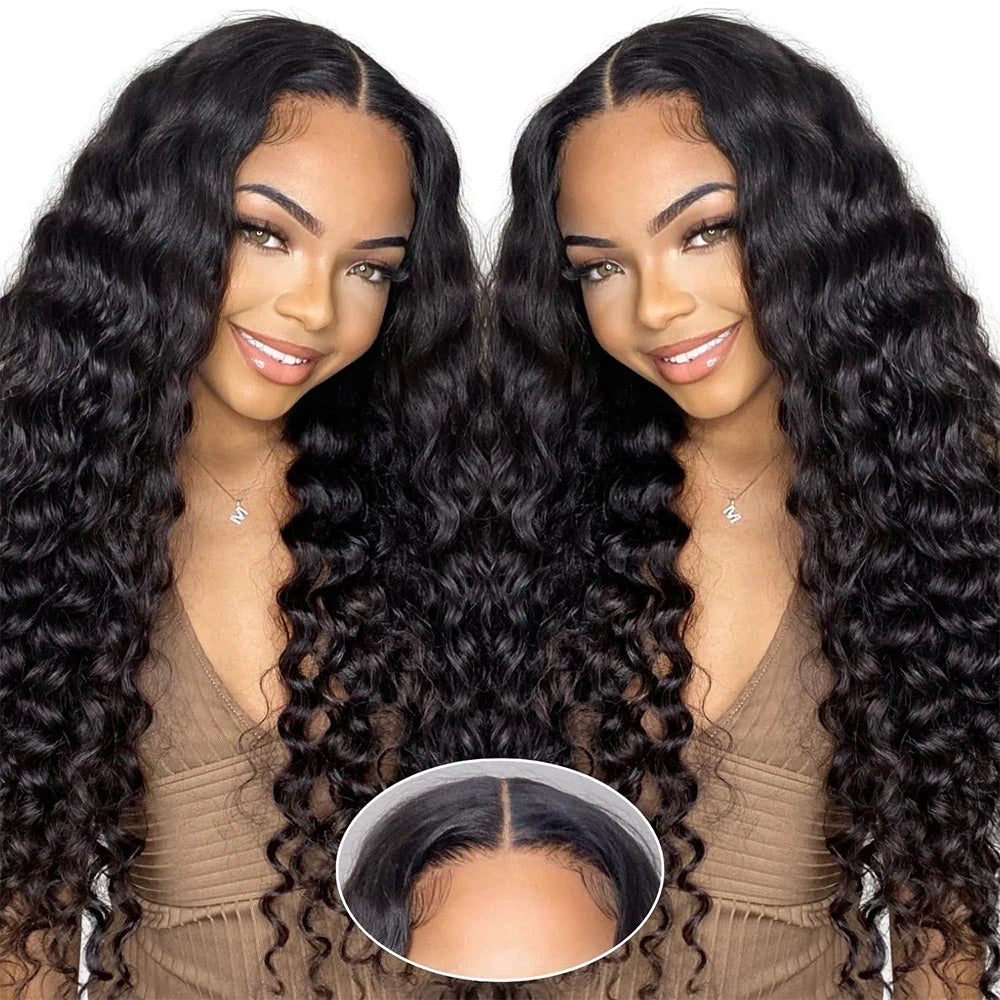 Pelucas sin pegamento Wear and Go de 42 pulgadas, cabello humano, pre arrancado, precortado, pelucas con cierre de encaje HD de 5x5, peluca Deep Wave de 250% de densidad para mujer