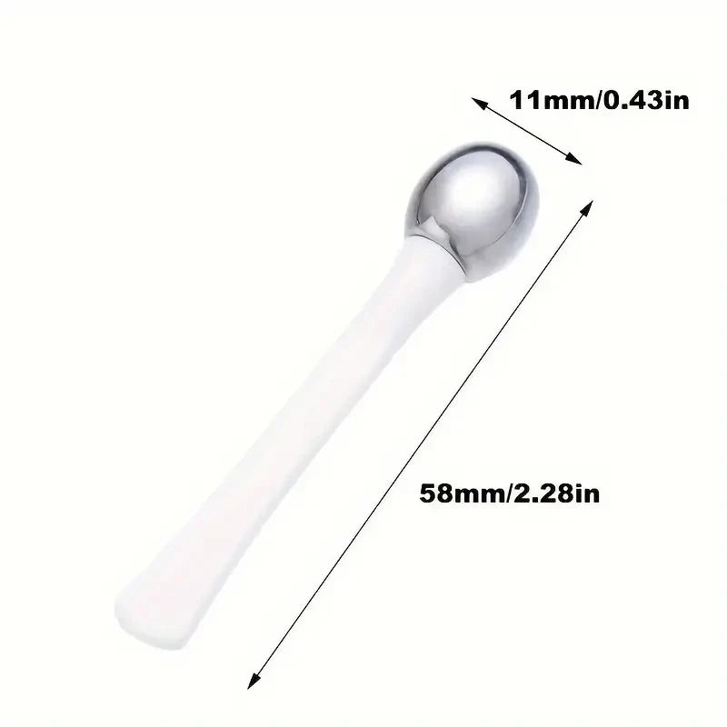 1 aplicador de crema de ojos con rodillo de masaje, espátula cosmética, cuchara facial antiarrugas de aleación dorada, herramienta delgada para el cuidado de la piel del rostro