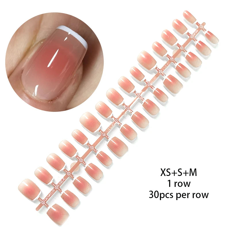 30 stk. gradient kunstnegler fransk blush nude negler vanntett kunstige negler medium kiste kunstnegler fingernegler presse-on negler tupper manikyr