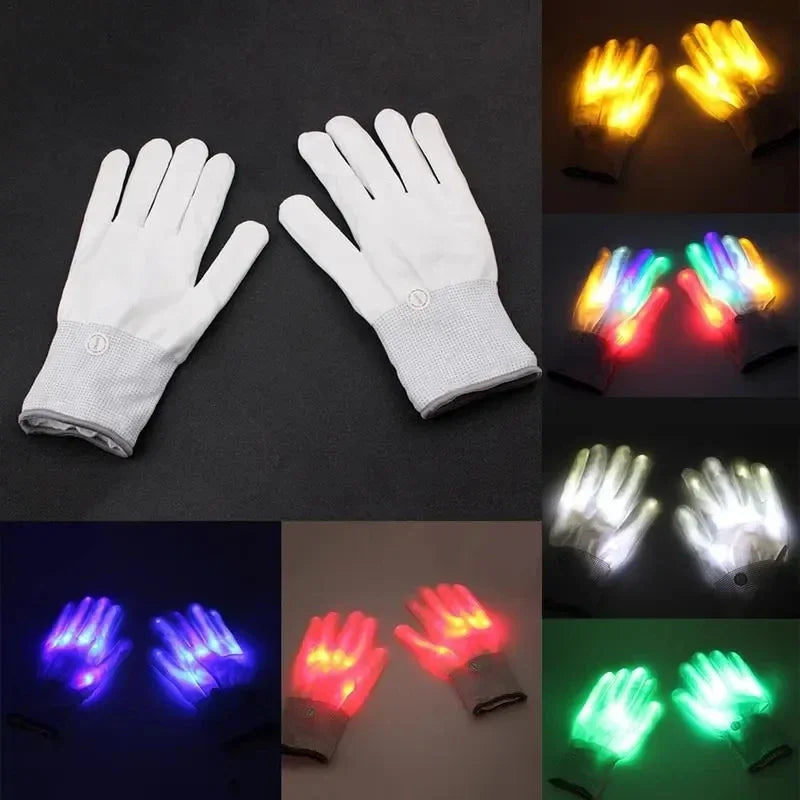 Gants LED fluo pour Halloween, accessoires lumineux et clignotants, motif tête de mort, accessoires de costume de scène