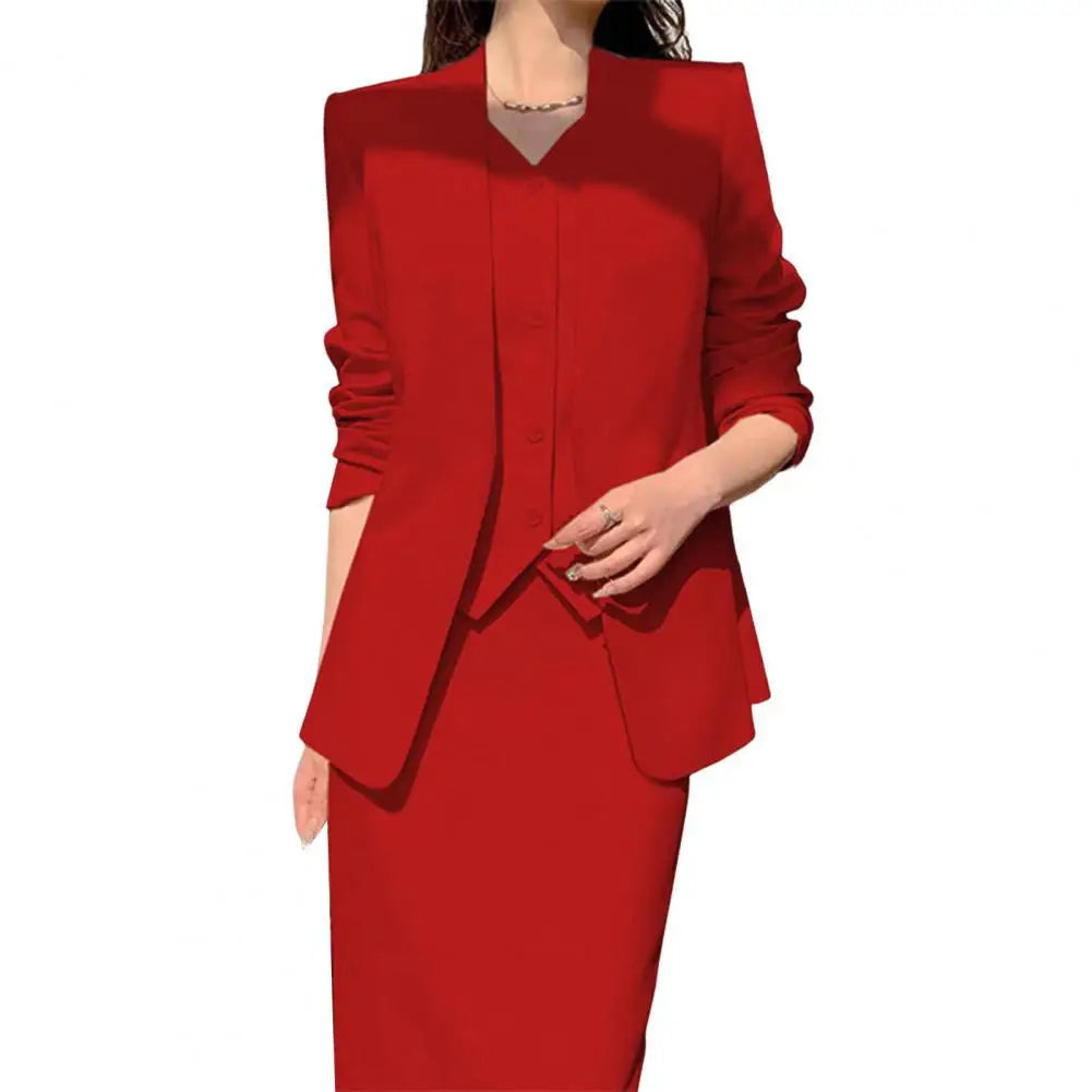 Conjunto de falda y chaqueta de traje para mujer, elegante, de oficina, de negocios, con falda midi, conjunto de falda de cintura alta para mujer que se desplaza al trabajo