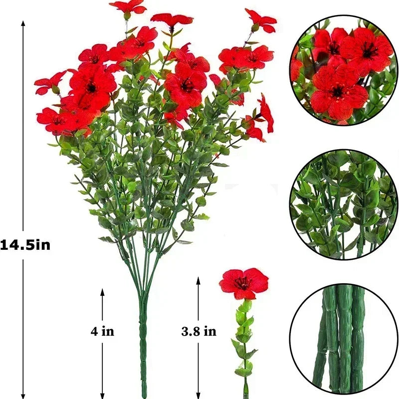 Flores artificiales para exterior, resistentes a los rayos UV, plantas sintéticas para jardín, bodas, hogar, cocina, decoración de granja, plantas artificiales