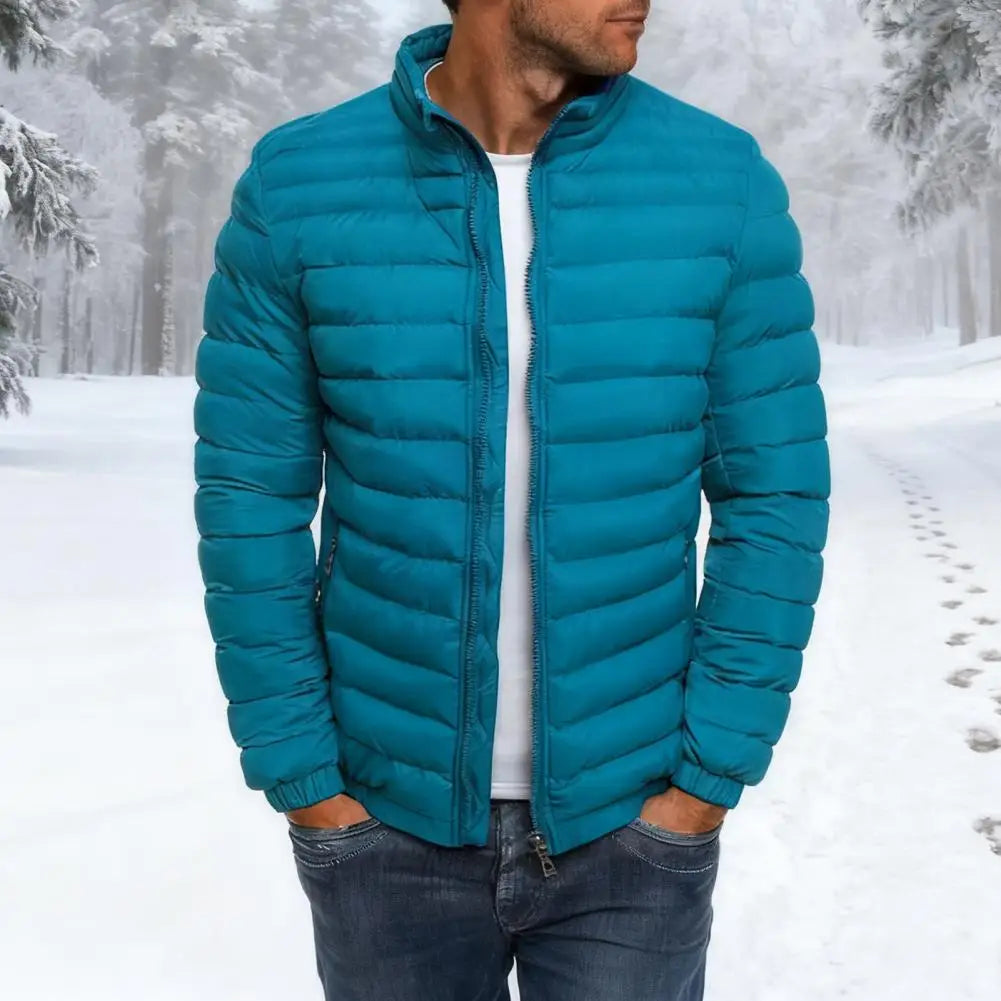 Men’s Stand Collar Puffer Jacket – Lightweight, Warm & Winter-Ready