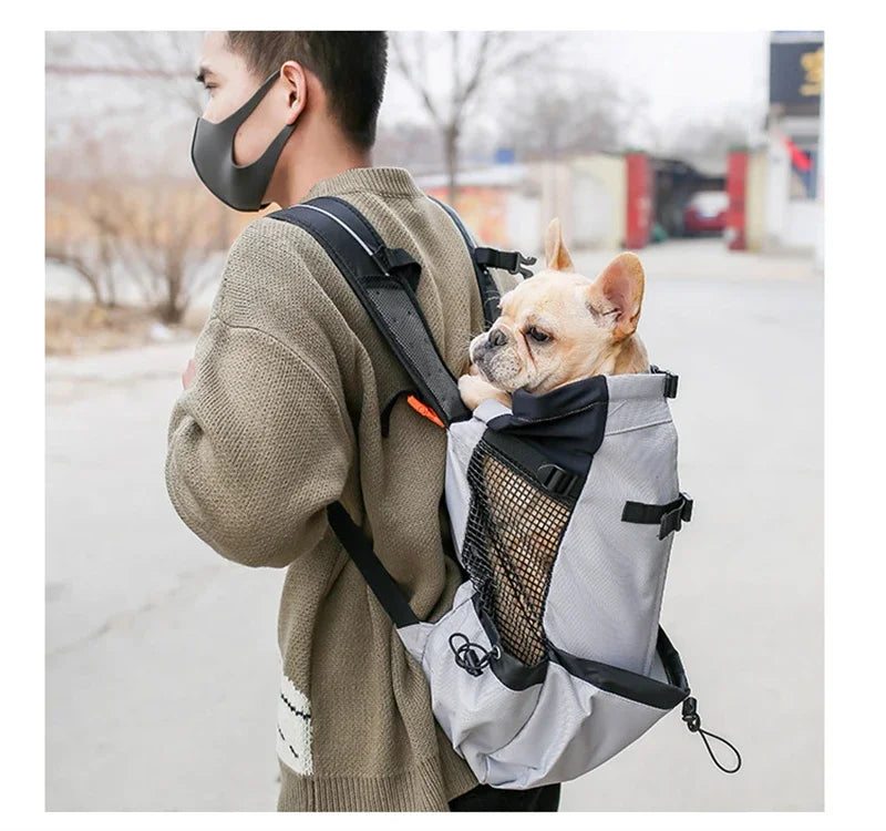 Bolsa transportadora transpirable para perros, mochila portátil para viajes al aire libre, transportadores reflectantes para gatos, accesorios para perros Bulldog Francés