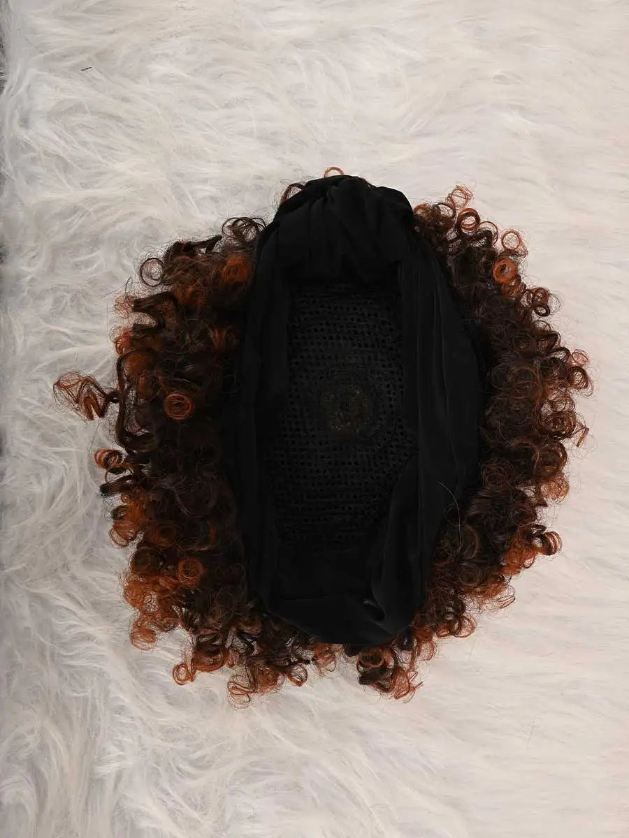 Ombre Brown Afro Turban Wig