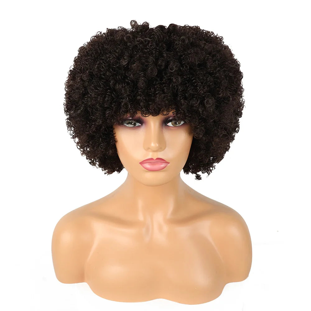 Synthetic Short Pixie Afro Kinky Curly Wigs Simple Cheap Machine Made Wigs For Women Natural Hair Styles Curly Hair For Women