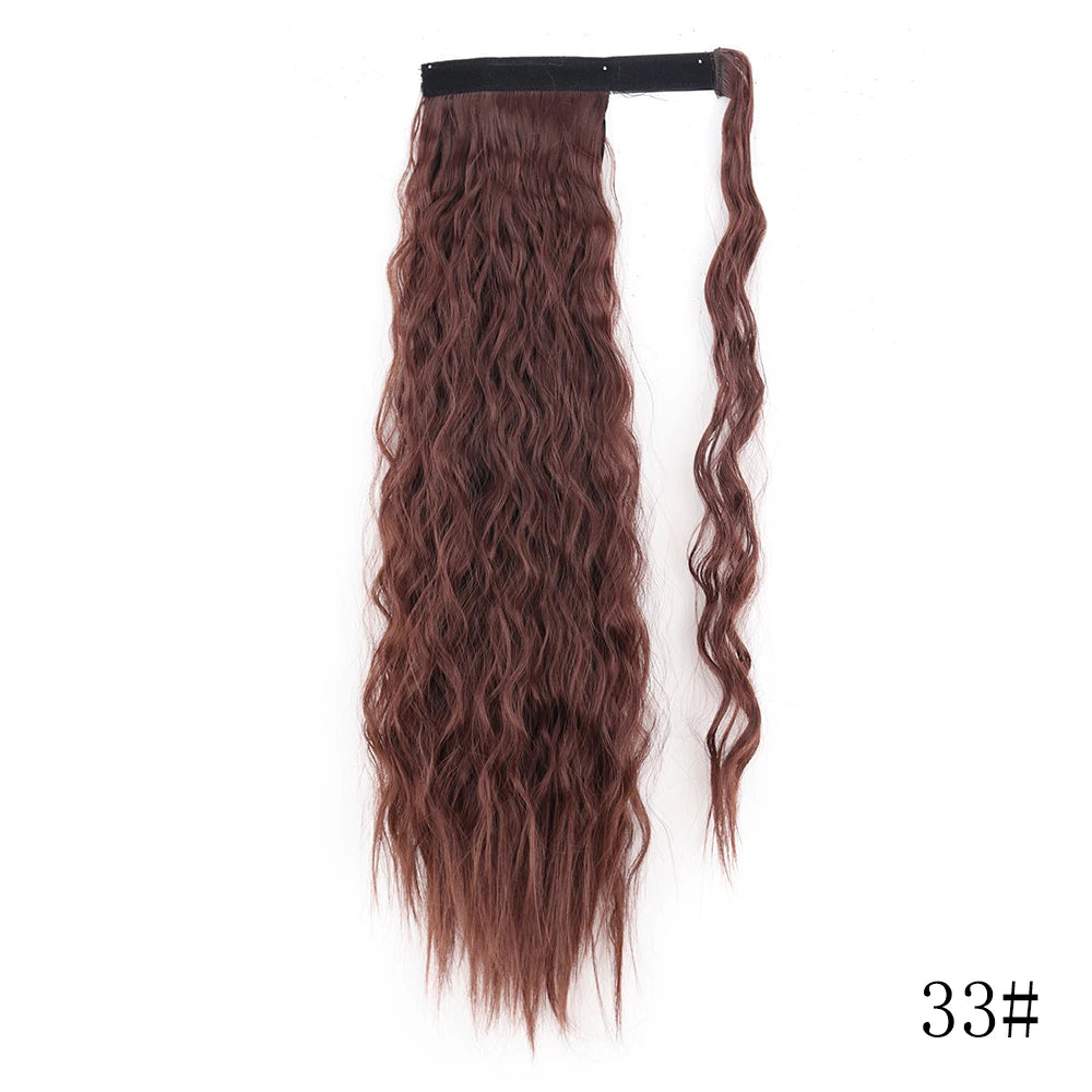 LISI GIRL Synthetic 22/34 Inches Wrap Ponytail Long Afro Curly Hair Extensions Hairpieces Pony Tail Fake Hair Heat Resistant