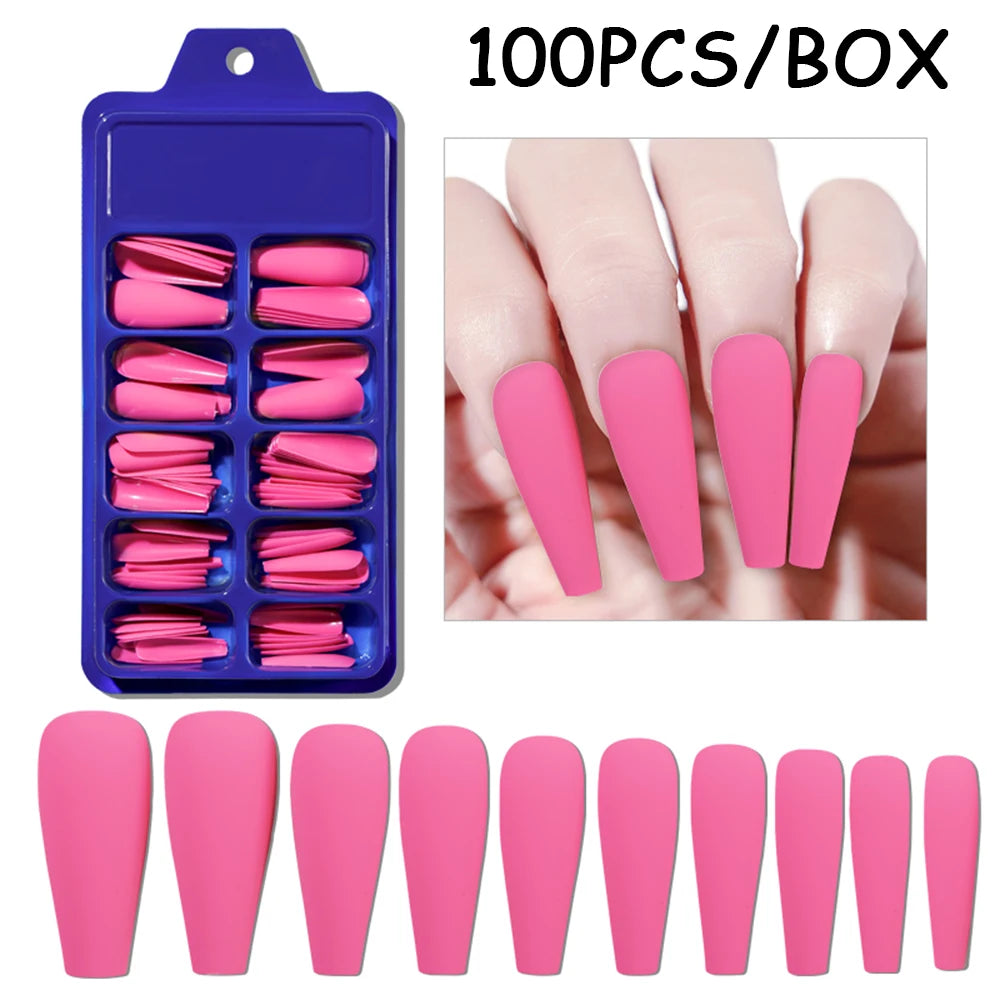 150/100/24Pcs Pink Matte French Press On Nail Tips Soft Full Cover Fake Nails Oval Almond False Nails Natural Extension Manicure