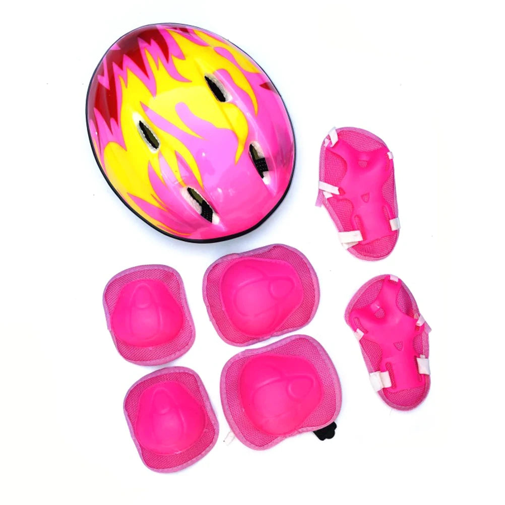 Juego de equipo de protección para niños de 7 piezas, rodilleras, muñequeras, coderas, para bicicleta, patineta, patinaje sobre hielo, protector de rodilla, seguridad deportiva.