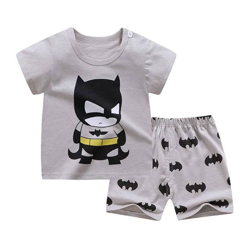 Child Clothing Sets Boys Cartoon Print Tshirt Simple Fashion Tees Shorts New Cute Tops Tracksuits Kids Short Sleeve Tops Shorts