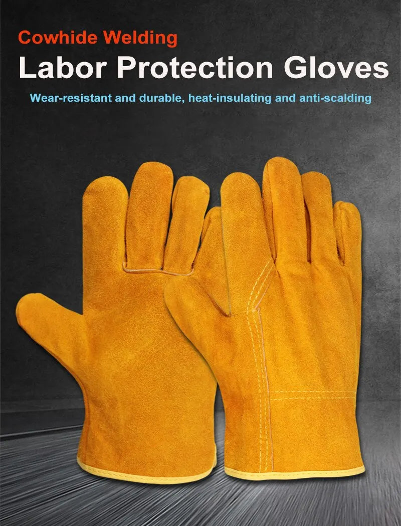 Guantes de trabajo para hombre, de piel de vaca suave, para conductor, caza, conducción, granja, jardín, soldadura, seguridad, protección, guante mecánico