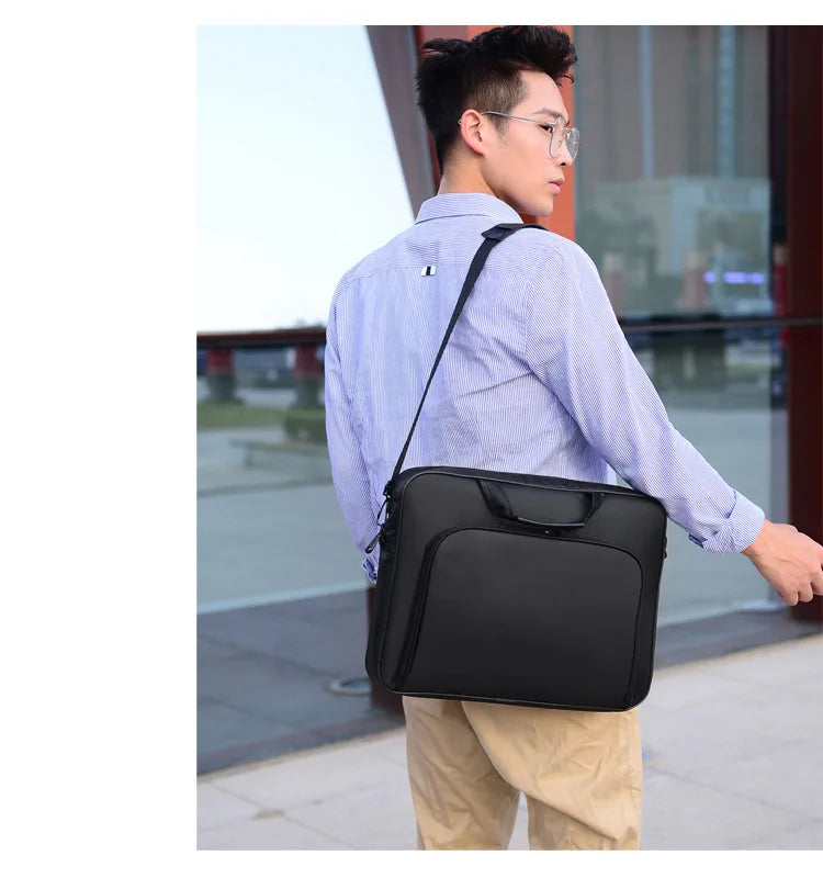 Business Laptop Bag 15.6 Inch 17 Inch Portable Nylon Computer Handbags Laptop Shoulder Simple Style Handbag Zipper Shoulderbag