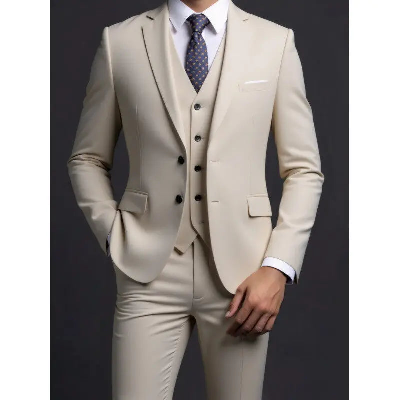 Traje (blazer + chaleco + pantalón) de hombre, elegante, de negocios, estilo británico, color liso, para banquete, anfitrión o boda, informal
