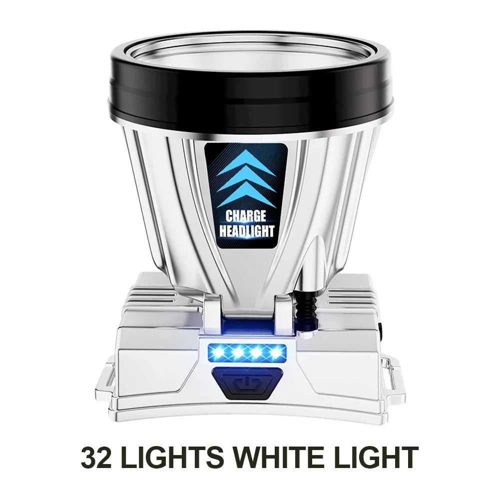 Linterna de pesca Linterna frontal recargable LED de largo alcance Lámpara de pesca nocturna montada en la cabeza para acampar al aire libre, correr, andar en bicicleta