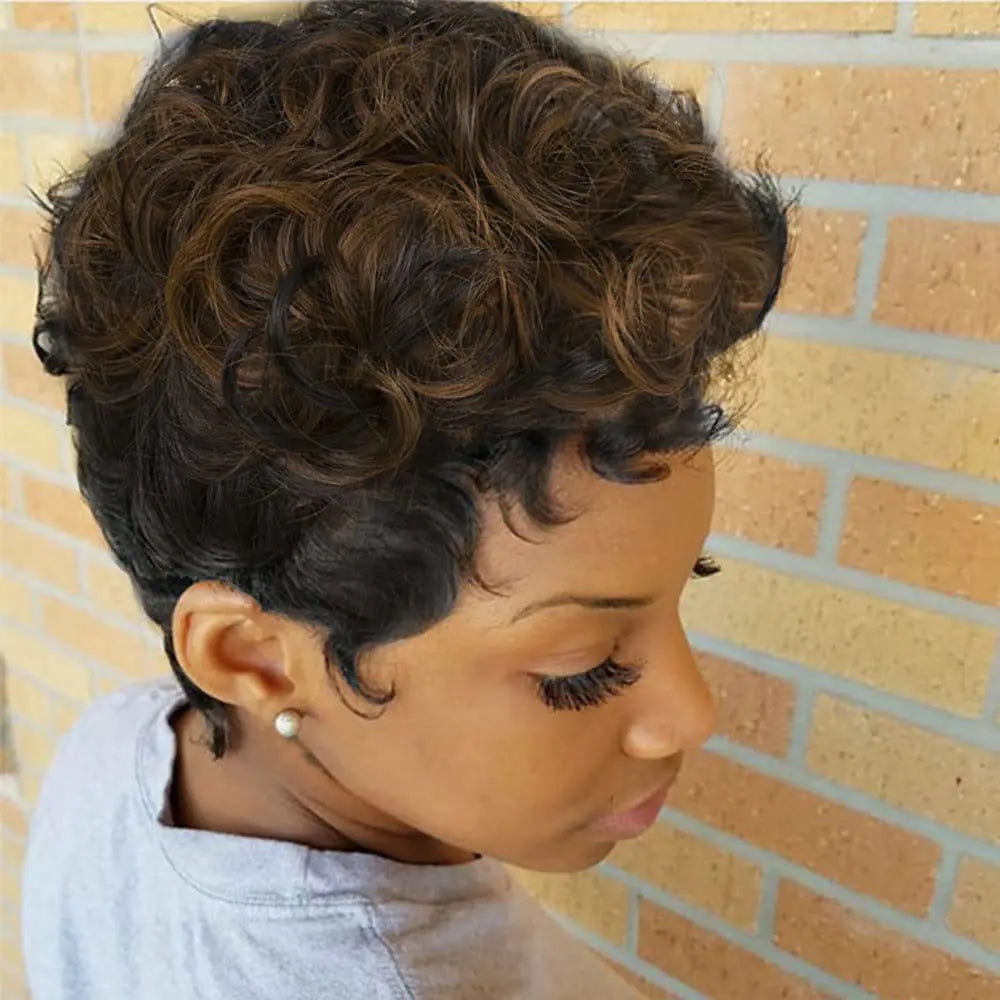 Salt & Pepper Curly Pixie Wig
