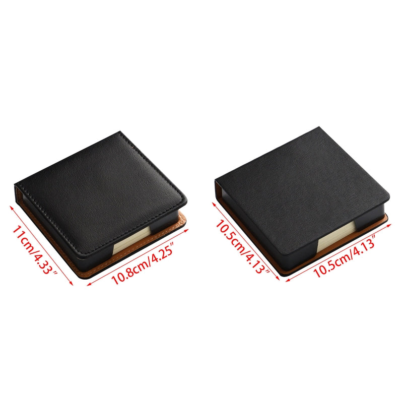 Sticky Note Box with Notepads Leather Memo Pad Dispenser Desktop Supplies for Students Office Worker