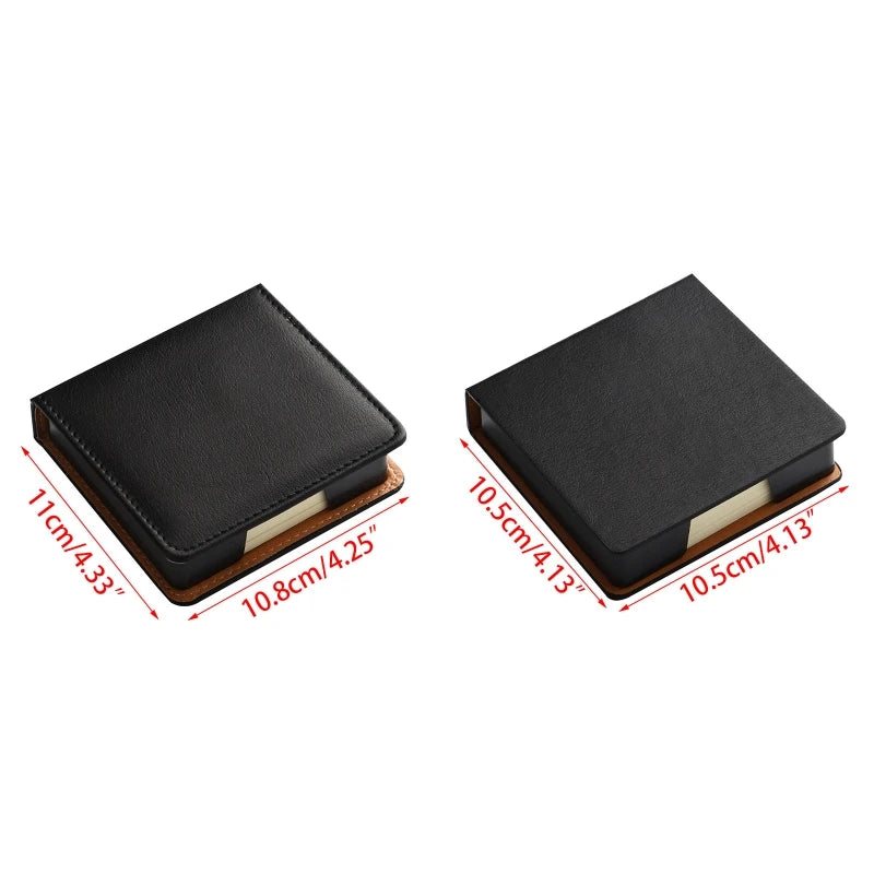 Sticky Note Box with Notepads Leather Memo Pad Dispenser Desktop Supplies for Students Office Worker