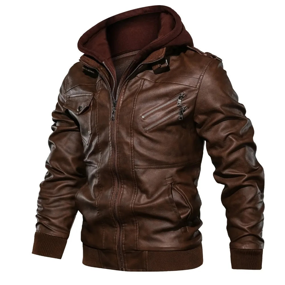 Men’s Thickened Lambskin Hooded Jacket