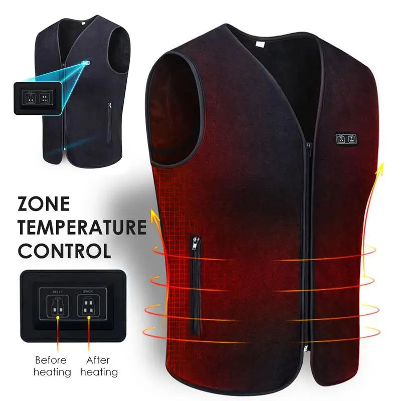 Chaleco con calefacción USB de invierno, 3 velocidades de temperatura ajustable, chaleco auto calefactable, chaqueta calefactable lavable sin mangas para deportes al aire libre