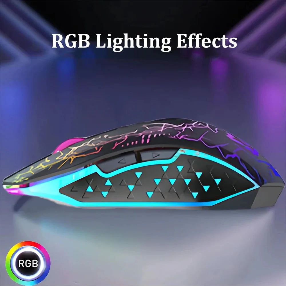 Ratón inalámbrico Bluetooth 5.2, ratón RGB para juegos, ratón silencioso, ratón recargable, ratón de 800-1200-1600 DPI, ratones para PC portátil Macbook