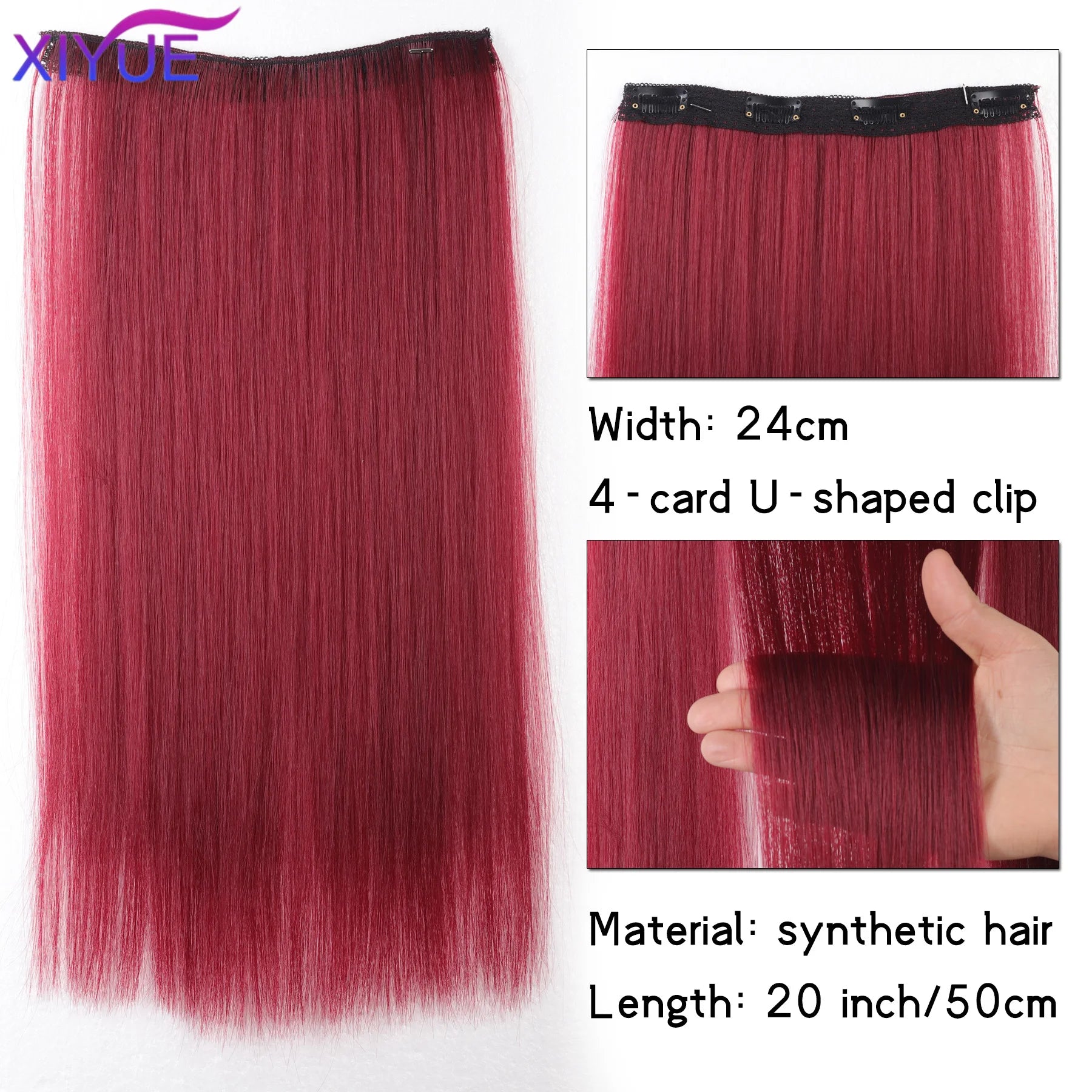 Extensiones de cabello liso con clip de 20 pulgadas – Vibrantes, fáciles y sin esfuerzo
