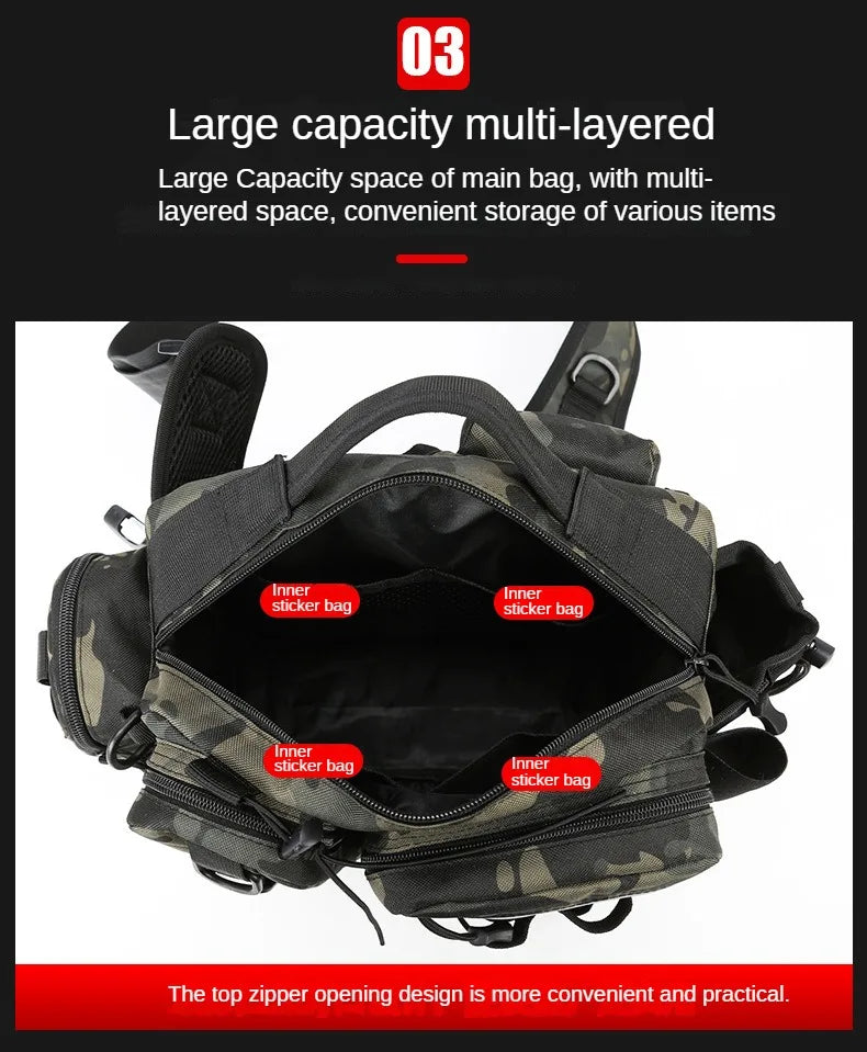 Fishing Tackle Backpack Lure Box Gear Storage Bag Fanny Pack for Men Fly Fishing Backpack with Rod Holder Sling Shoulder Bag