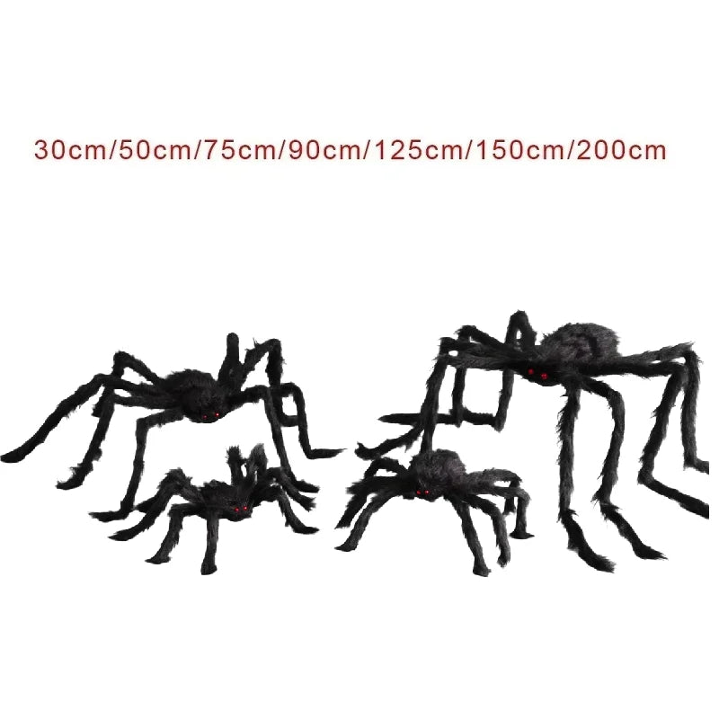 Araña Grande de Peluche de Halloween, Decoración de Halloween de Terror, Accesorio de Fiesta, Decoración Gigante de Araña para Exteriores de 30-200cm, Broma de Cámara, Araña Negra