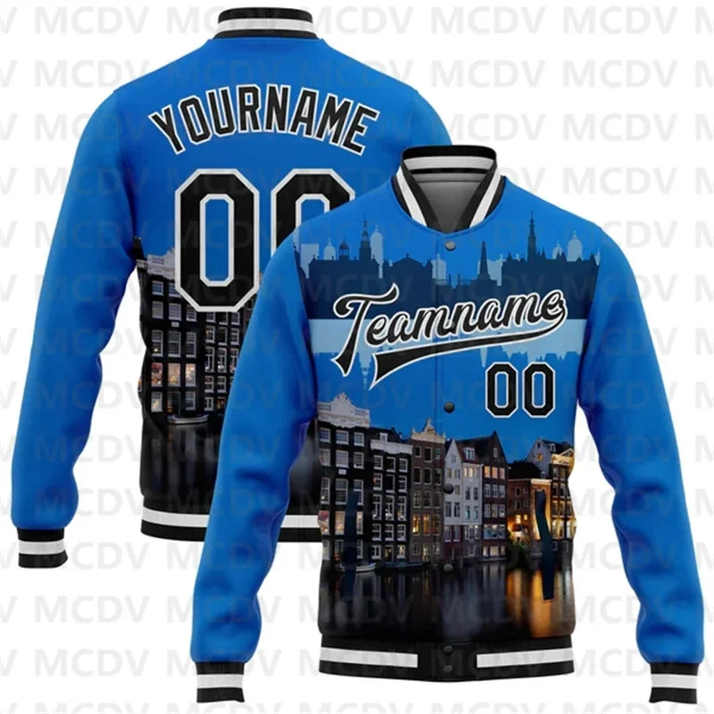 Pittsburgh City Edition Varsity-jakke – Tilpasset 3D-bomberjakke i svart og gull