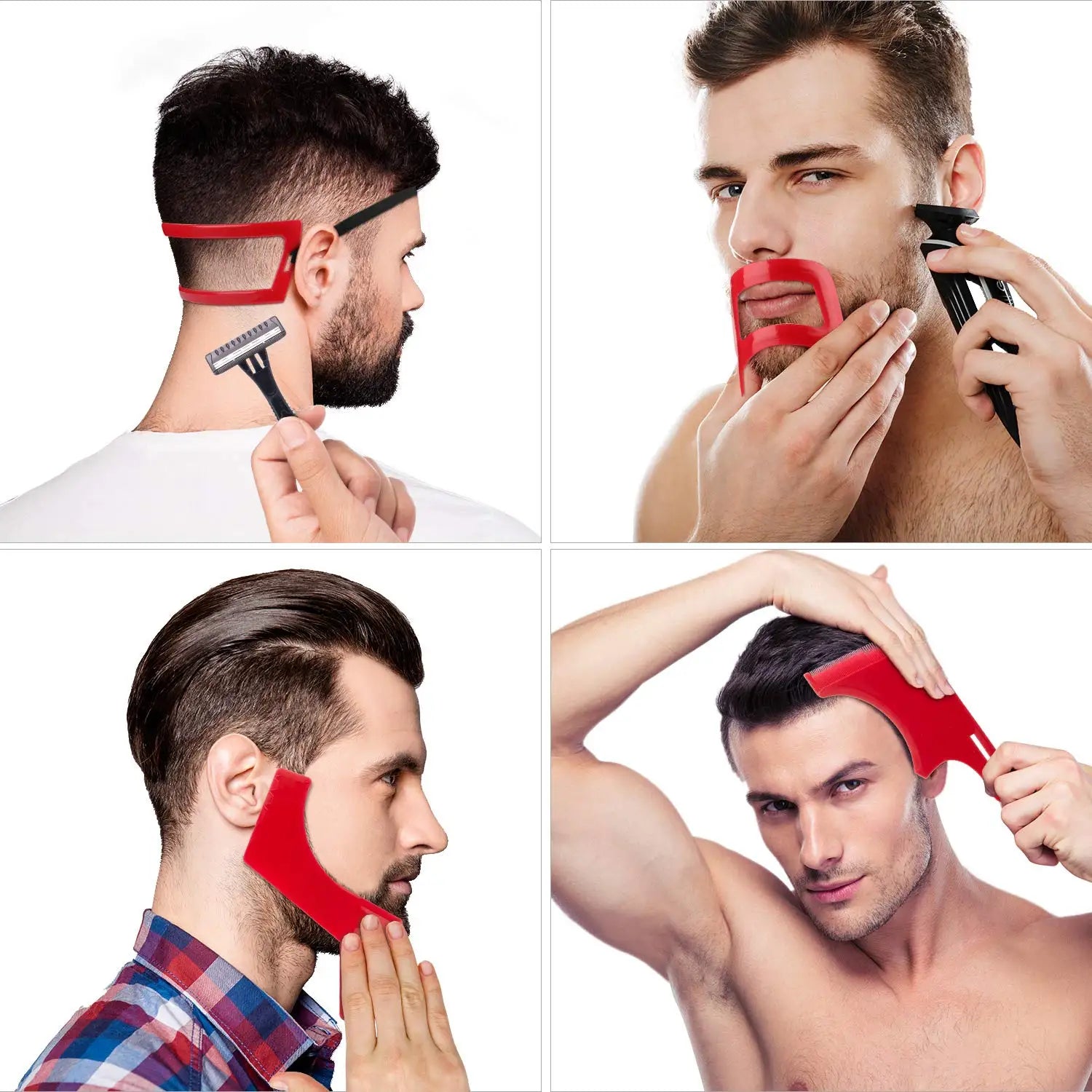 Haircut Kit Beard Hair Goatee Neckline Shaving Template Hairline Beard Shaping Tool Hair Cutting Grooming Kit Barber Supplies