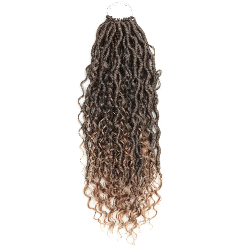 Synthetic Goddess Locs Crochet Hair Braids Curly Faux Locs Braiding Hair Extensions Wig For Women Black Hippie Boho Style