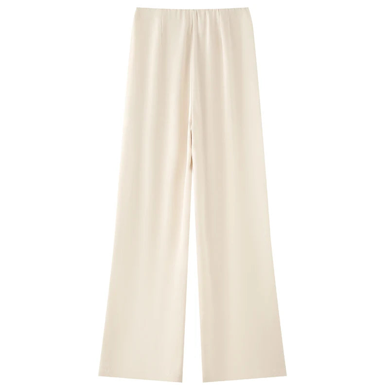 Conjunto de pantalón TRAF de 2 piezas para mujer, pantalones anchos, conjuntos lisos, tops y camisolas sin tirantes, conjunto de dos piezas para mujer, top corto y conjunto de pantalón 088