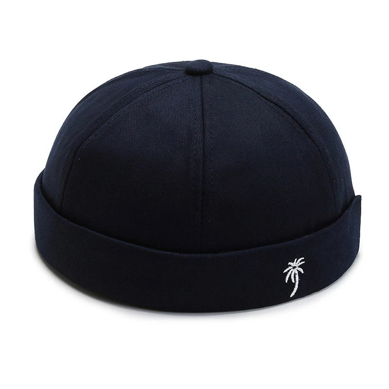 Gorro de punto vintage con bordado de palma para hombre, gorro docker, gorro de propietario de primavera, gorro sin ala unisex de Hip Hop, gorros ajustables
