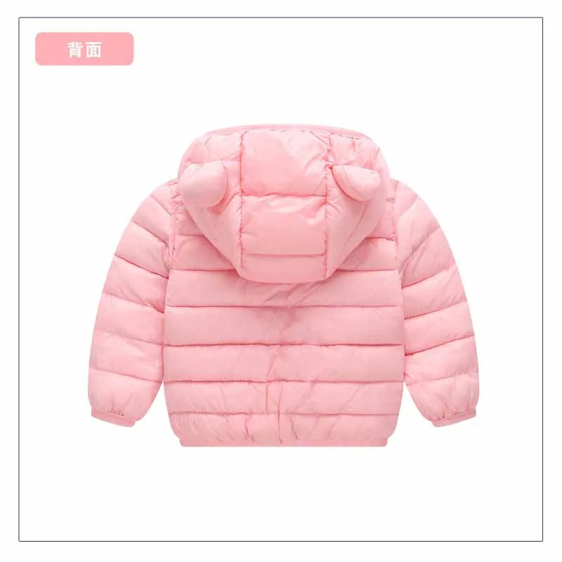Abrigo de plumón de invierno para bebés, chaqueta de dibujos animados para niños y niñas, ropa de abrigo con capucha cálida para niños, nueva ropa de algodón ligero de otoño, top casual para niños