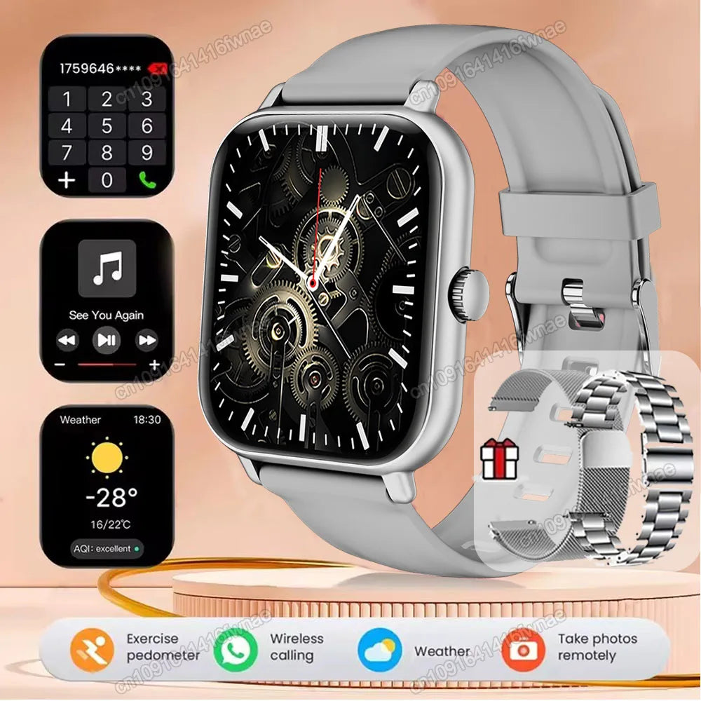 Smartwatch para Android IOS Relojes Pantalla HD de 2.01 pulgadas Llamada Bluetooth Alerta de Mensajes Música Modo Deportivo Smartwatch para Hombres Mujeres Regalo