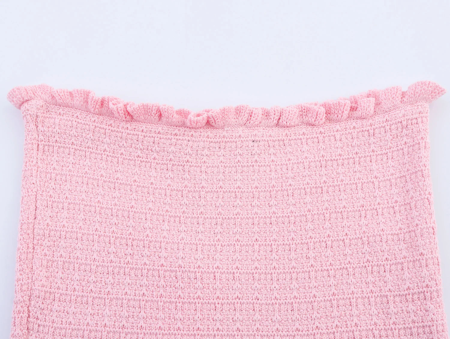 TRAFZA Conjunto elegante y chic de falda para mujer: top estilo "bandeau" o falda midi o top de manga corta. Conjunto para las vacaciones románticas de primavera-verano 2025.